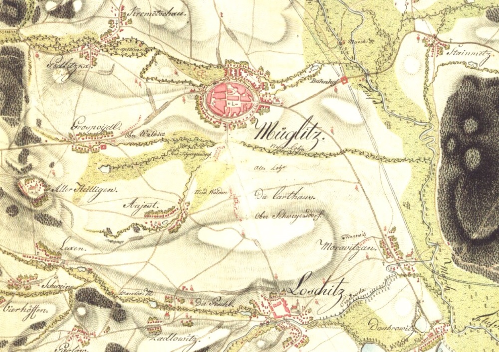  I. vojenské (josefské) mapování - širší okolí Mohelnice